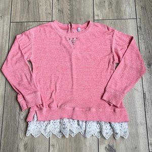 Cute Pink with Lace Girl Sweater Size L